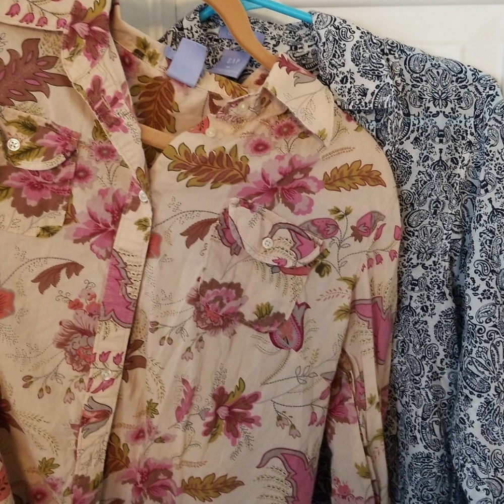 two print cotton button down maternity shirts